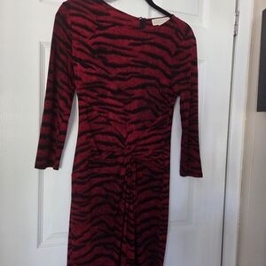 Elegant Red and Black Zebra Print Dress